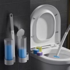 10Sets Disposable Toilet Cleaning System Kit Brush Holder Set with 