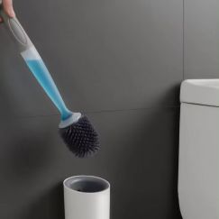 5Sets Bathroom Long Handle Liquid Adding Cleaning Brush With Holder 